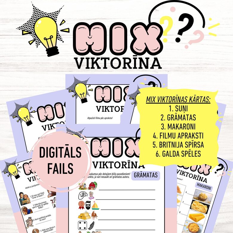 Spēle "MIX viktorīna", digitāls PDF fails